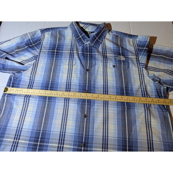The North Face Shirt Men 2XL Button Down Blue Collared Plaid Hike Climb Work - Picture 3 of 6